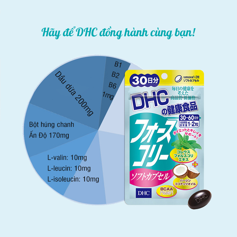 Viên uống giảm cân DHC Nhật Bản chiết xuất húng chanh và dầu dừa thực phẩm chức năng giảm cân...