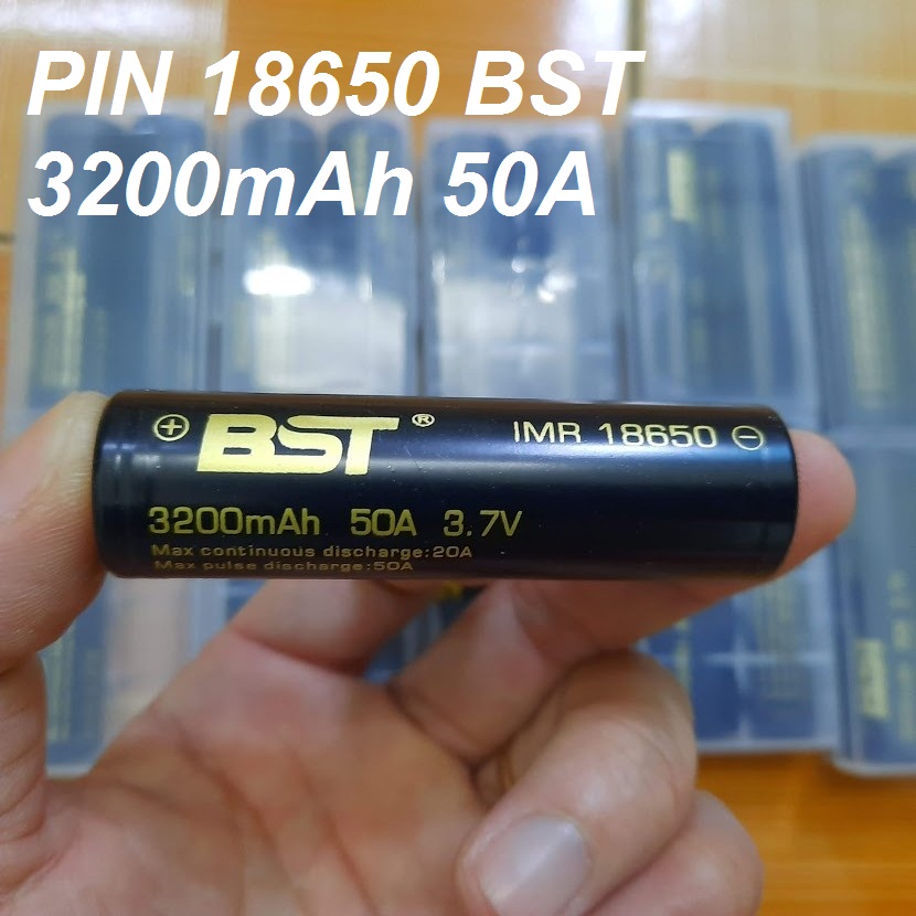 Pin 18650 sạc 3.7v 3200mah BST dòng xả Cao 50A sản phẩm gồm 1 viên (pin mới)