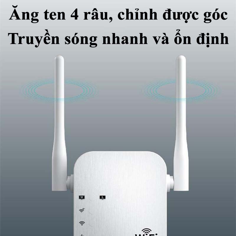 Kích Sóng Wifi 4 Râu Ăng Ten Phát Xuyên Tường Chuẩn N Tốc Độ 300mbps Màu Trắng Bộ Kích Sóng...