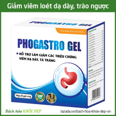 Gel giảm đau dạ dày, giảm trào ngược dạ dày, giảm viêm loét dạ dày, tá tràng Phogastro Gel – Hộp 20 gói x 6g