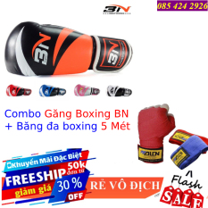 Găng tay đấm bốc | bao tay đấm bốc | găng đấm bốc boxing BN + Băng đa cuốn tay boxing Walon 5 mét – Bảo hành 6 tháng