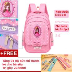 Ba lô cho bé gái cấp 1 kiểu dáng Hàn Quốc – màu thồng phấn