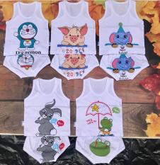 Combo 5 bộ cotton sát nách quần chip bé trai và bé gái từ 4 kg đến 15kg( mẫu ngẫu nhiên)
