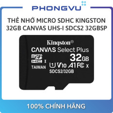 Thẻ nhớ micro SDHC Kingston 32GB Canvas Select 100R CL10 UHS-I SDCS2 32GBSP (Không Adapter) – Bảo hành 60 tháng