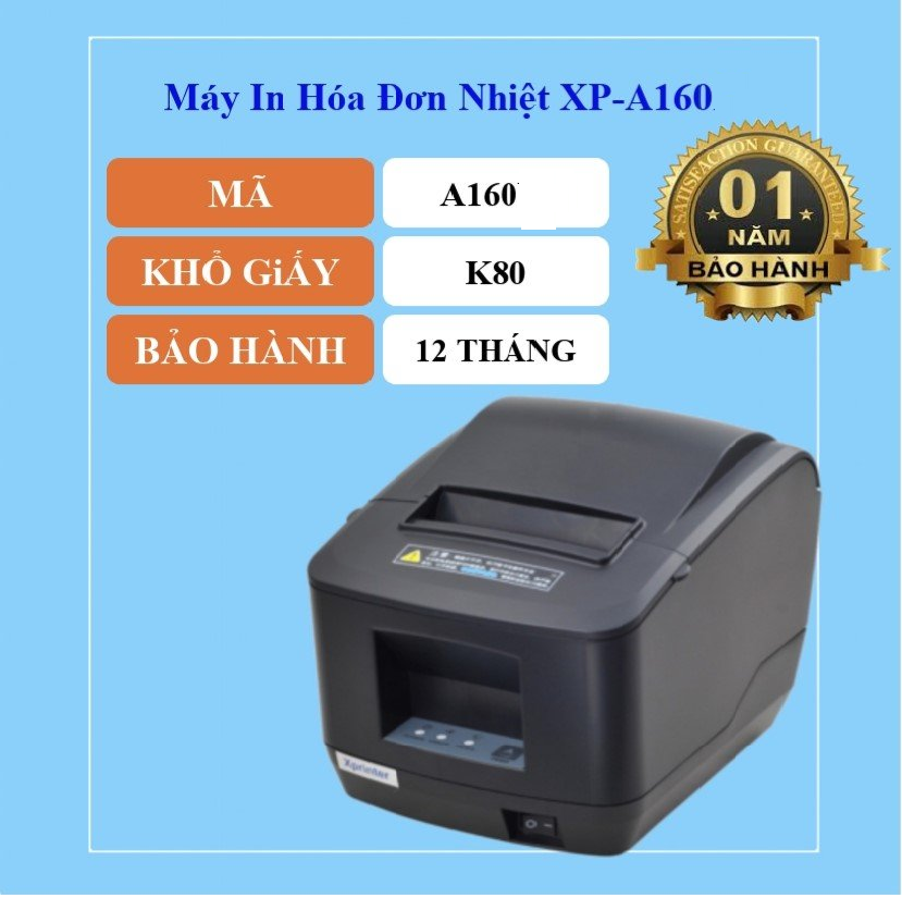 Máy in Xprinter XP-A160 Cổng USB/LAN Tặng Kèm 1 Cuộn Giấy Khổ K80 TẶNG FREE PHẦN MỀM BÁN HÀNG 3 THÁNG ĐĂNG KÝ MỚI