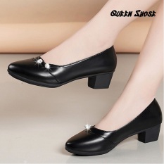 Giày búp bê nữ đính hạt ngọc đế vuông 3cm -da lỳ cao cấp – Hàng VNXK