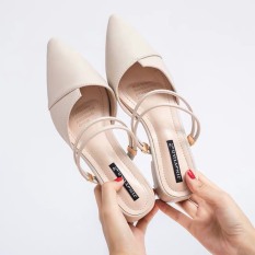 sandal nữ/ sandal cao gót nữ mũi nhọn 3cm 2 màu trắng và đen hàng hot 2020