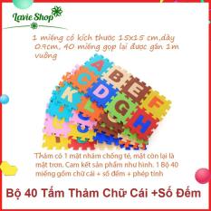 Bộ 40 Miếng Thảm Xốp Mềm Lót Sàn Ghép Chữ Cái, Số Và Phép Tính Cho Bé