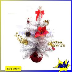 Cây Thông Noel Mini Trang Trí Giáng Sinh Cao 40cm Màu Trắng Bạc
