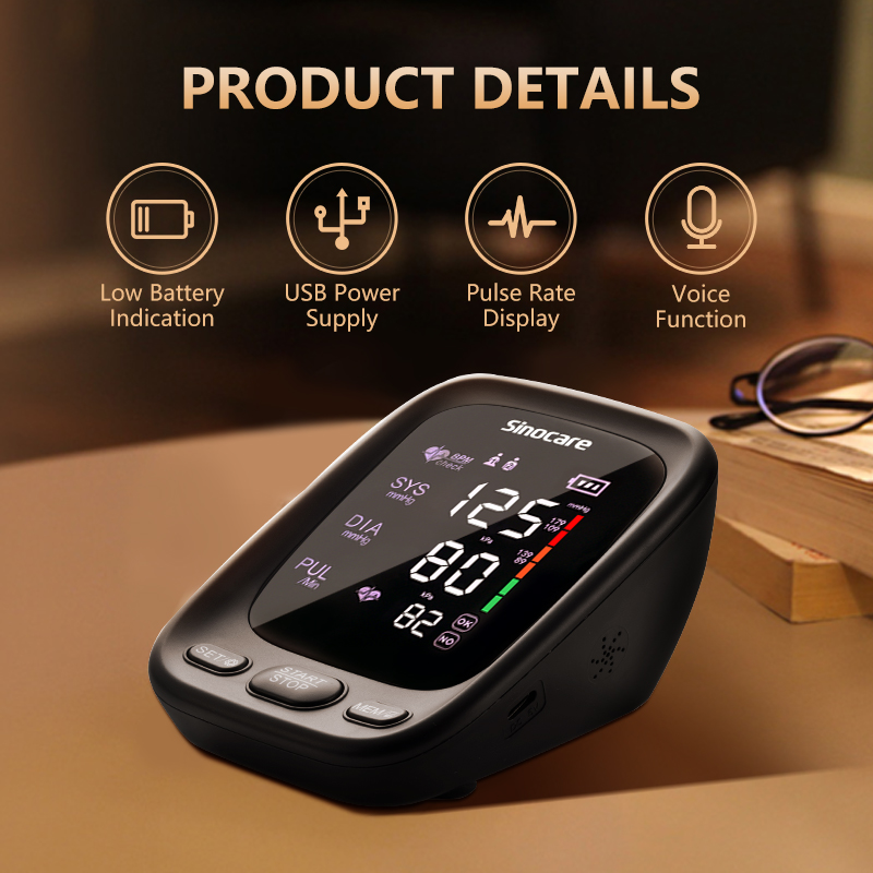 Sinocare Máy đo huyết áp bắp tay tự động cho người dùng kép Máy đo huyết áp kế thông minh...
