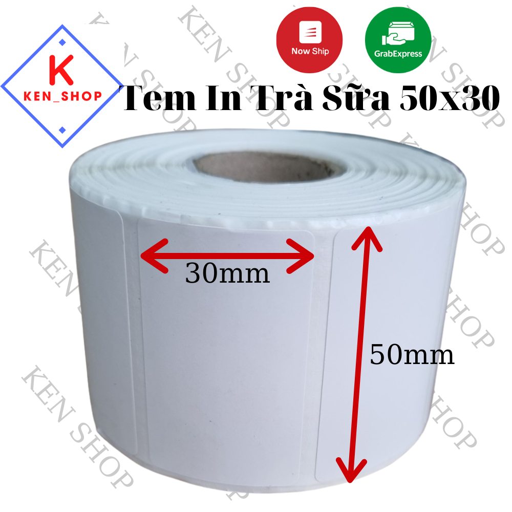 Giấy in tem trà sữa 50x30 (950 tem), 40x30 ( 800 tem) decal nhiệt, giấy in tem dán trà sưa,...