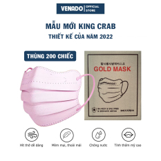 Thùng 200 khẩu trang King Cua Crab Gold Mask 4D mẫu mới 2022 tiêu chuẩn Hàn Quốc 4 lớp kháng khuẩn chống bụi mịn Venado