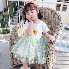 Váy công chúa in bông hoa cúc cho bé gái từ 8 đến 21kg, đầm bé gái