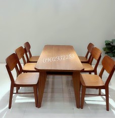 Bộ bàn ăn ghế gỗ xoan đào chân vát 80cm x 1m6