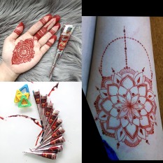 [HCM][HOT COLOR] Mực Xăm Henna Tattoo Màu Đỏ Cherry (Tặng khuôn vẽ nhẫu nhiên)