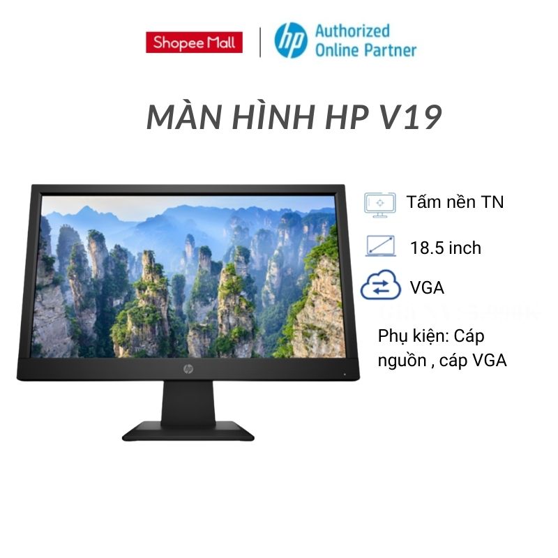 [9-11/9 MGG 500K] Màn hình HP V19 18.5 inch 9TN41AA (18.5 inch | HD | 5ms | VGA | BH...
