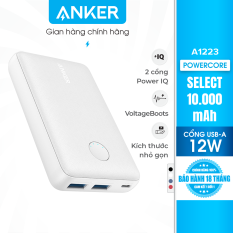 Sạc dự phòng ANKER PowerCore Select 10000mAh – A1223 – Thiết kế nhỏ gọn và nhẹ, 2 cổng sạc USB-A tiện lợi, vật liệu chống trượt và chống bám vân tay