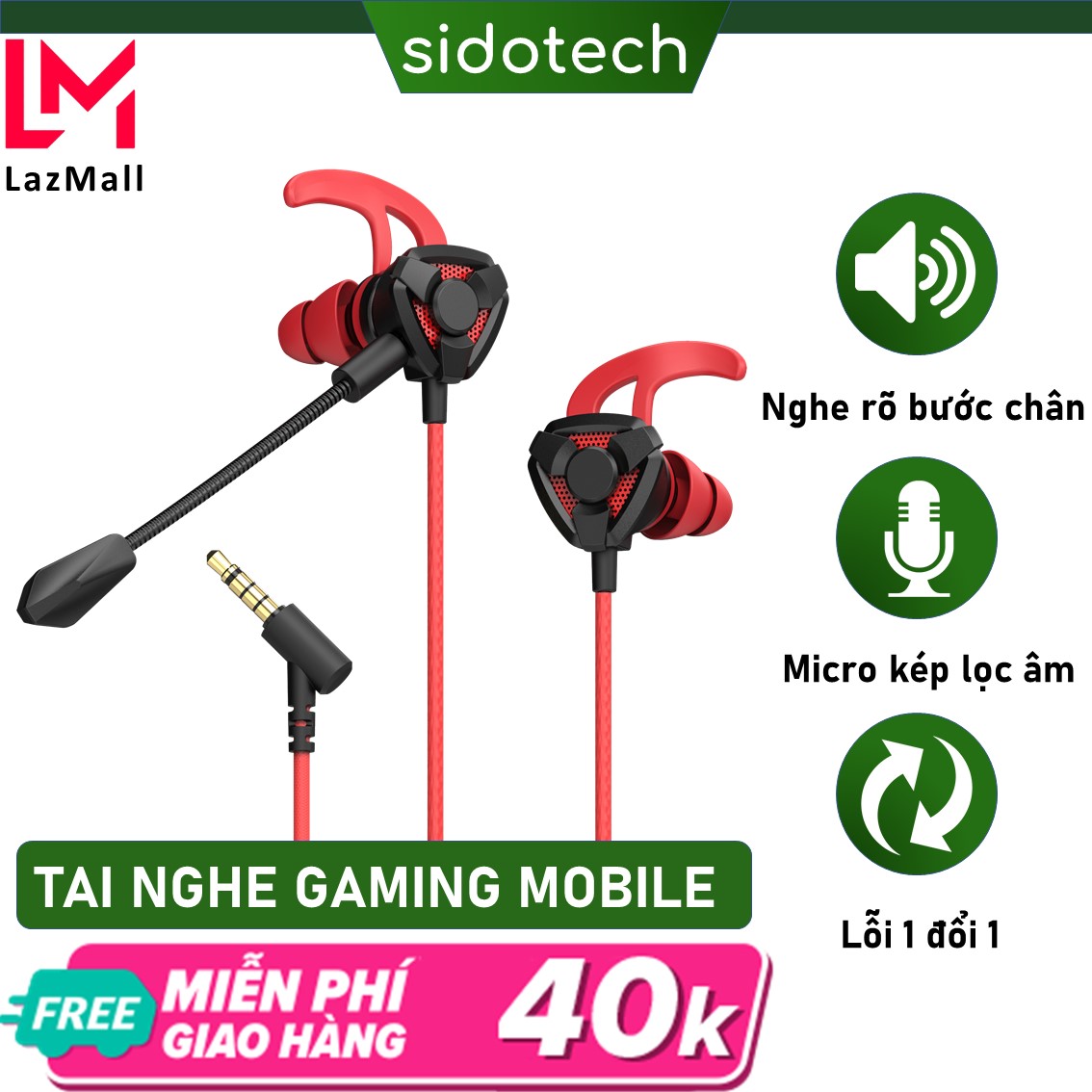 Tai nghe gaming có mic Sidotech G2m cho điện thoại dùng cho game thủ chơi game mobile pc laptop thuộc...