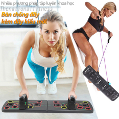 Khung tập thể hình Đa Chức Năng Chân chống đẩy Cánh tay Bàn tập chống đẩy dụng cụ thể dục thiết bị tập gym bàn chống đẩy kèm dây kéo đàn hồi tập luyện cơ bắp nhiều vị trí bàn tập thể thao tiện lợi đế tập chống đẩy