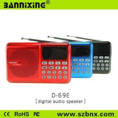 (Sỉ/lẻ) (Đen/Đỏ/Xanh) Bannixing D-69E – Radio, đài FM, Máy Nghe Nhạc Đa Năng, Thẻ Nhớ, USB
