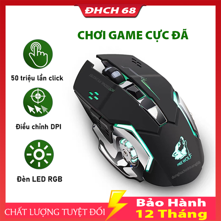Chuột Gaming Không Dây T28 Chuột Máy Tính Dành Cho Game Thủ Chống Ồn Có Đèn LED Chơi Game Cực...