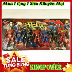 Đồ Chơi Siêu Nhân 283-7A KINGPOWER – Gồm 7 nhân vật, Màu Sắc Sinh Động, Xoay Khớp Tay Chân Linh Hoạt, Có Nút Ấn Phát Sáng Đỏ, Phụ Kiện Đi Kèm, Kích Thích Sự Sáng Tạo Cho Bé – Đồ Chơi Siêu Anh Hùng, Đồ Chơi Biệt Đội Siêu Anh Hùng