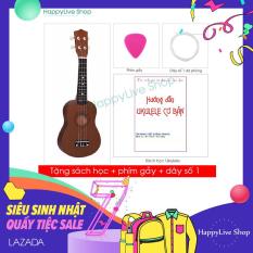Đàn Ukulele Soprano Gỗ (cần gỗ) – Tặng sách học + phím gảy + dây dự phòng – HappyLive Shop