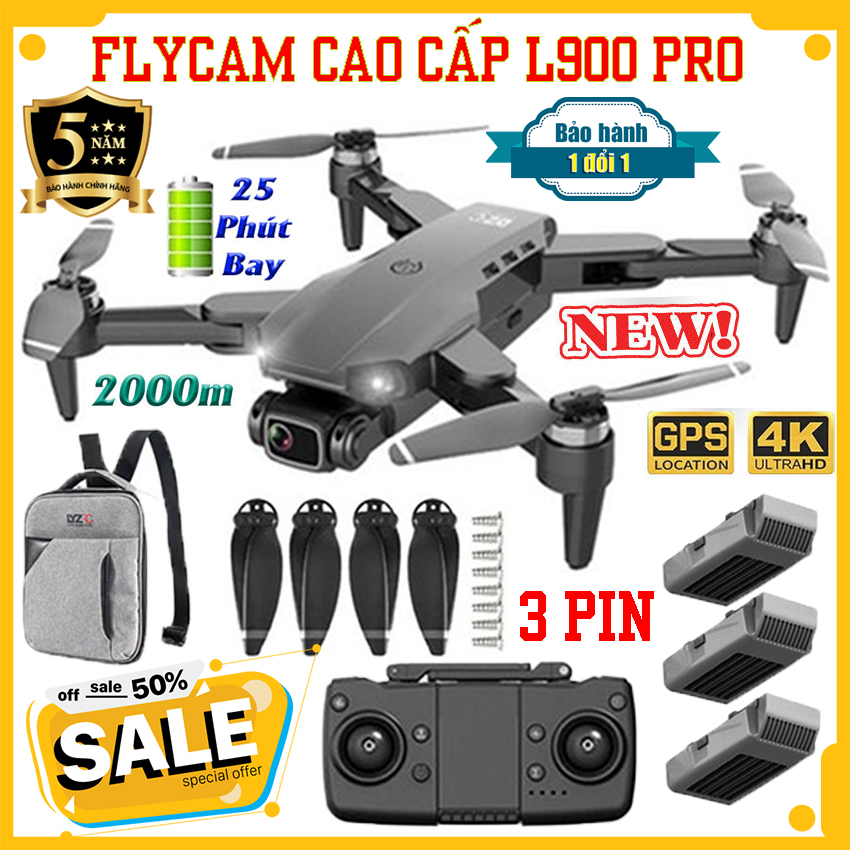 Drone camera 4k, Flycam L900 Pro SE G.P.S, Máy Bay Flycam, Mini Drone 4k Camera, Flycam Mini Giá Rẻ, Playcam,...