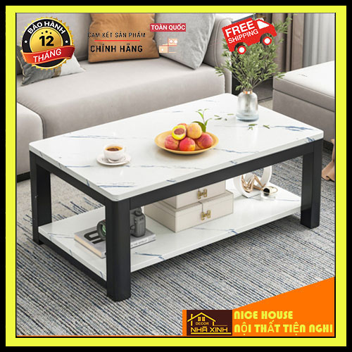 Bàn trà sofa gỗ họa tiết vân đá cẩm thạch, Bàn trà chân vuông, bàn trà hàng chính hãng bắc...