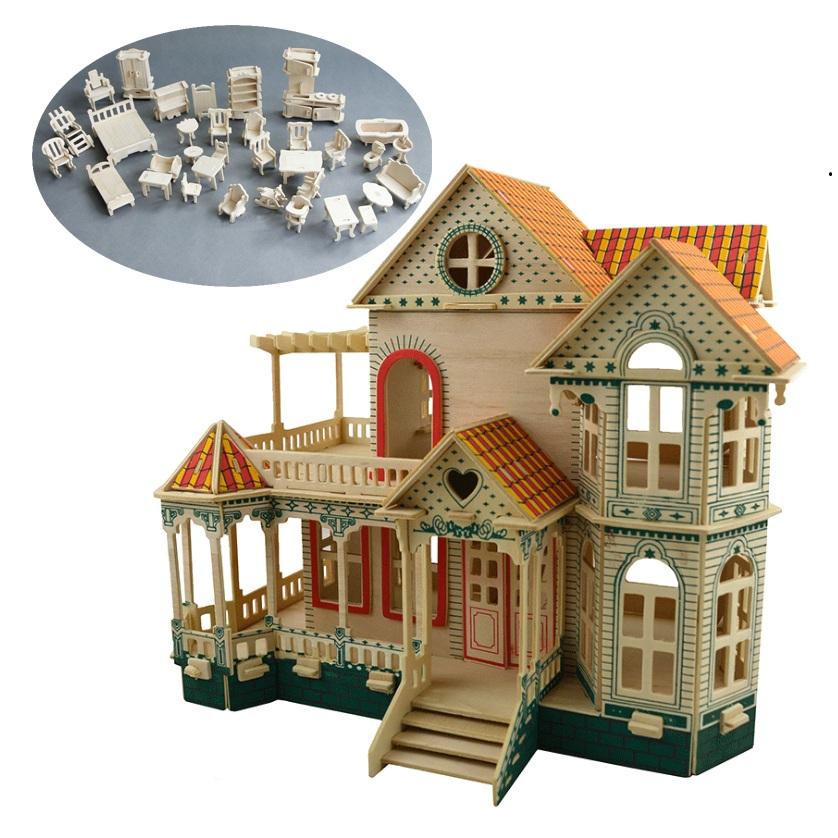 Bán Đồ chơi lắp ráp gỗ 3D Mô hình biệt thự Villa Xia Weiyi  Nhà búp bê   Đồ chơi búp bê  Mô hình nhà gỗ  Đồ chơi lắp