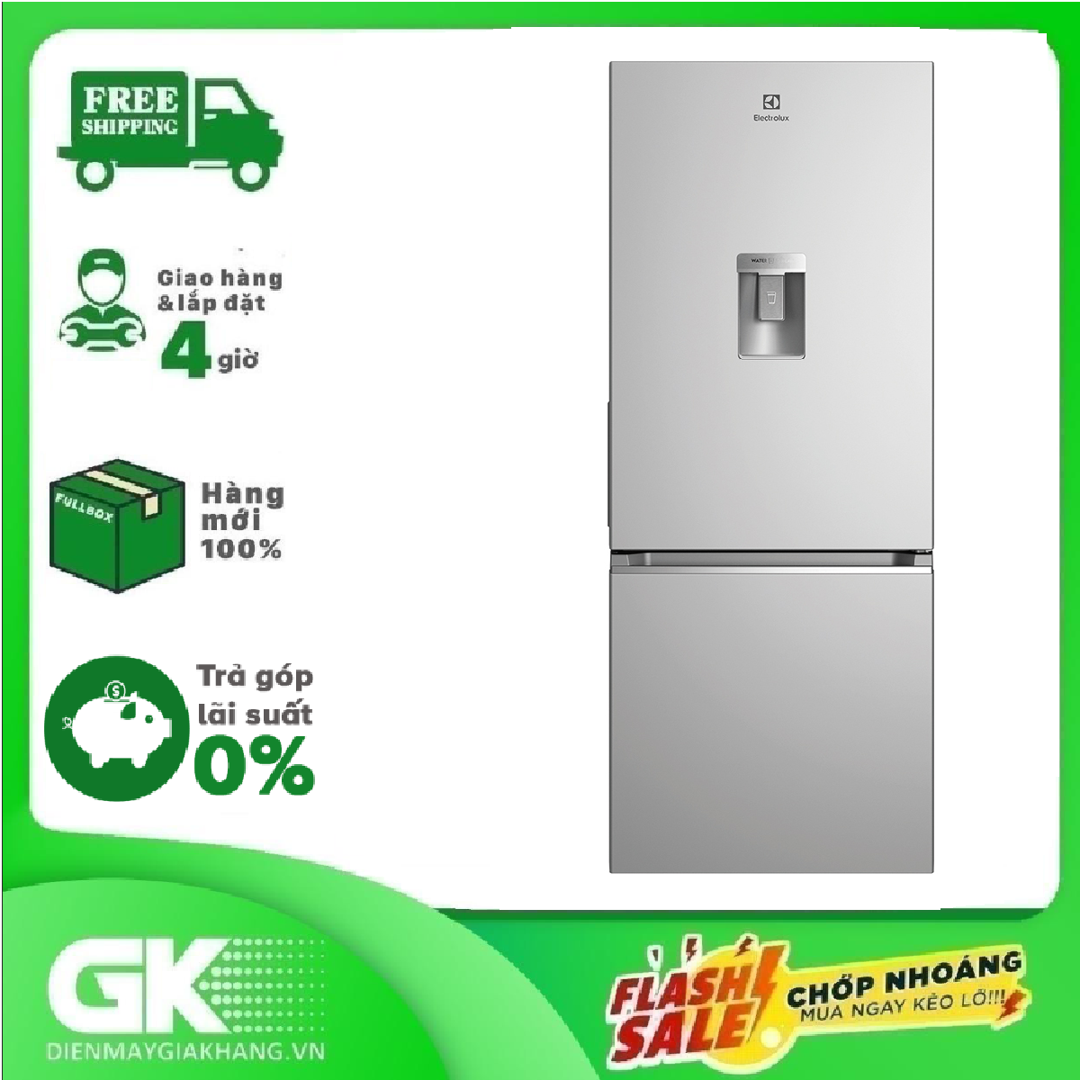 [Trả góp 0%]Tủ lạnh Electrolux EBB3442K-A ngăn đông dưới 308L UltimateTaste 300