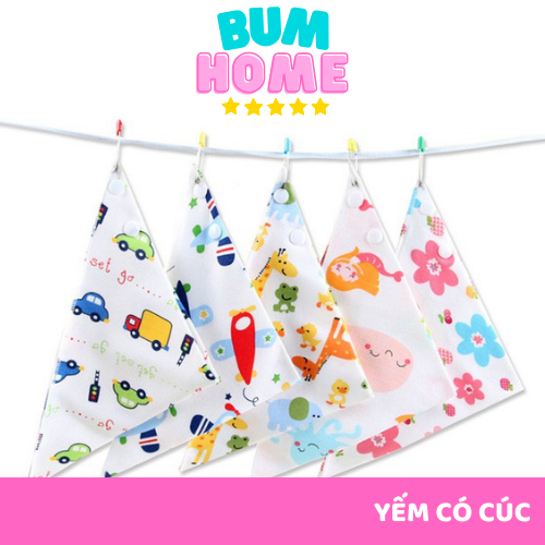 Khăn yếm tam giác choàng cổ cho bé chất liệu cotton có cúc bấm