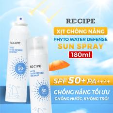 Xịt Chống Nắng RECIPE Chống Nước SPF50+ PA++++ chống nắng Recipe Phyto Water Defense Sun Spray 180ml