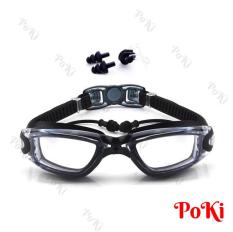 Kính bơi thời trang mắt TRONG 6615 gồm Bịt Tai + Kẹp Mũi, kính bơi ngăn UV cao cấp – POKI