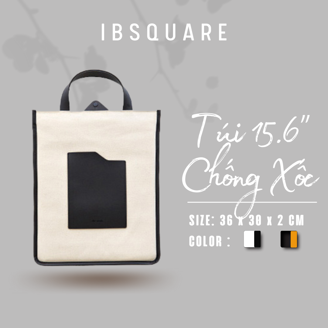 Túi chống xốc laptop 14 inch, 15.6 inch Ibsquare – Túi xách đựng macbook đi làm công sở, đi học vải canvas – CX88