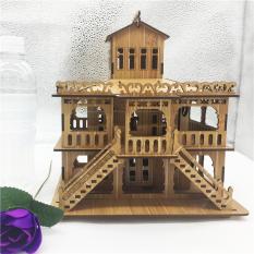Đồ chơi lắp ráp gỗ 3D Mô hình Biệt Thự Châu Âu – Tặng kèm đèn LED trang trí dài 2m 20 bóng
