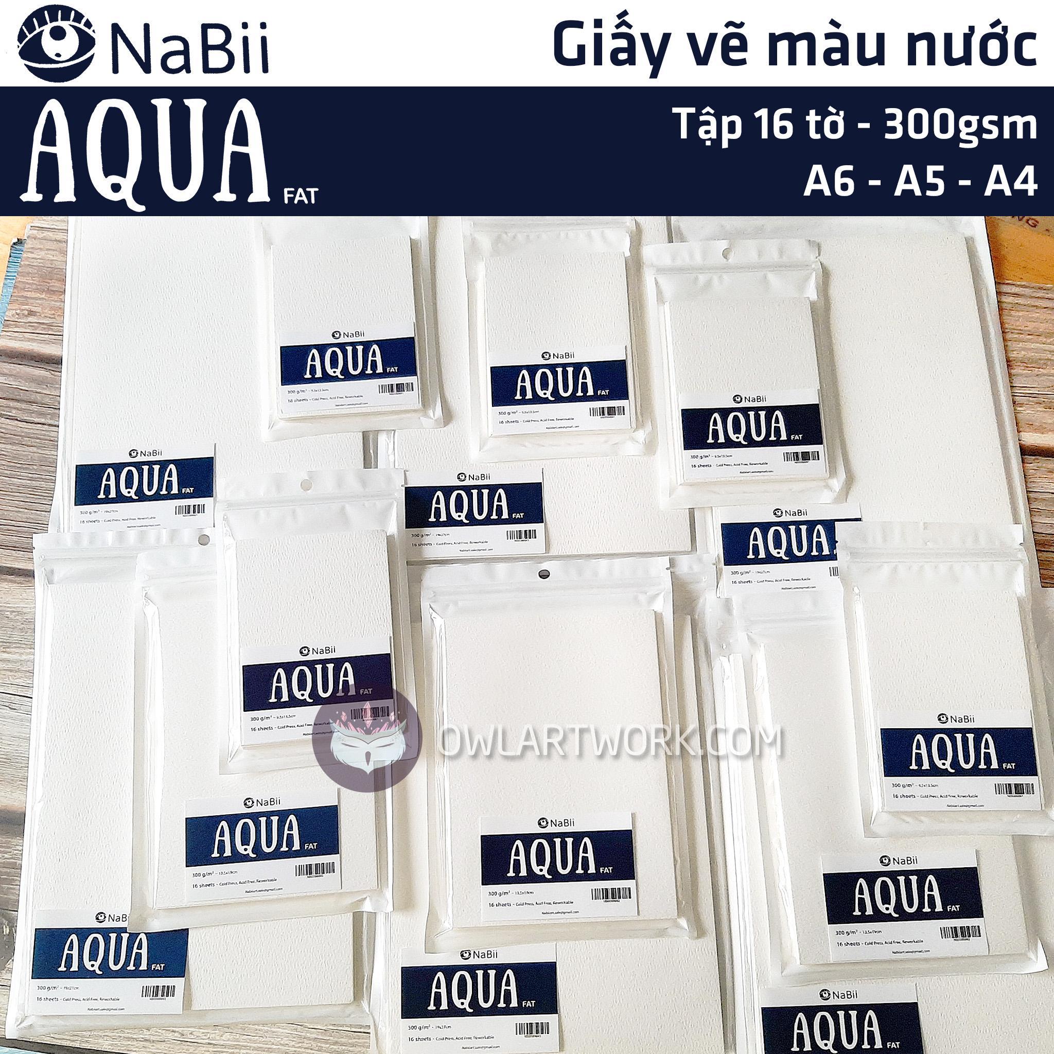 Giấy Nabii Aqua Fat vẽ màu nước 300gsm 16 tờ – Tập lẻ