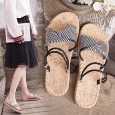 Dép sandal quai kép đế cói siêu đẹp kèm clip