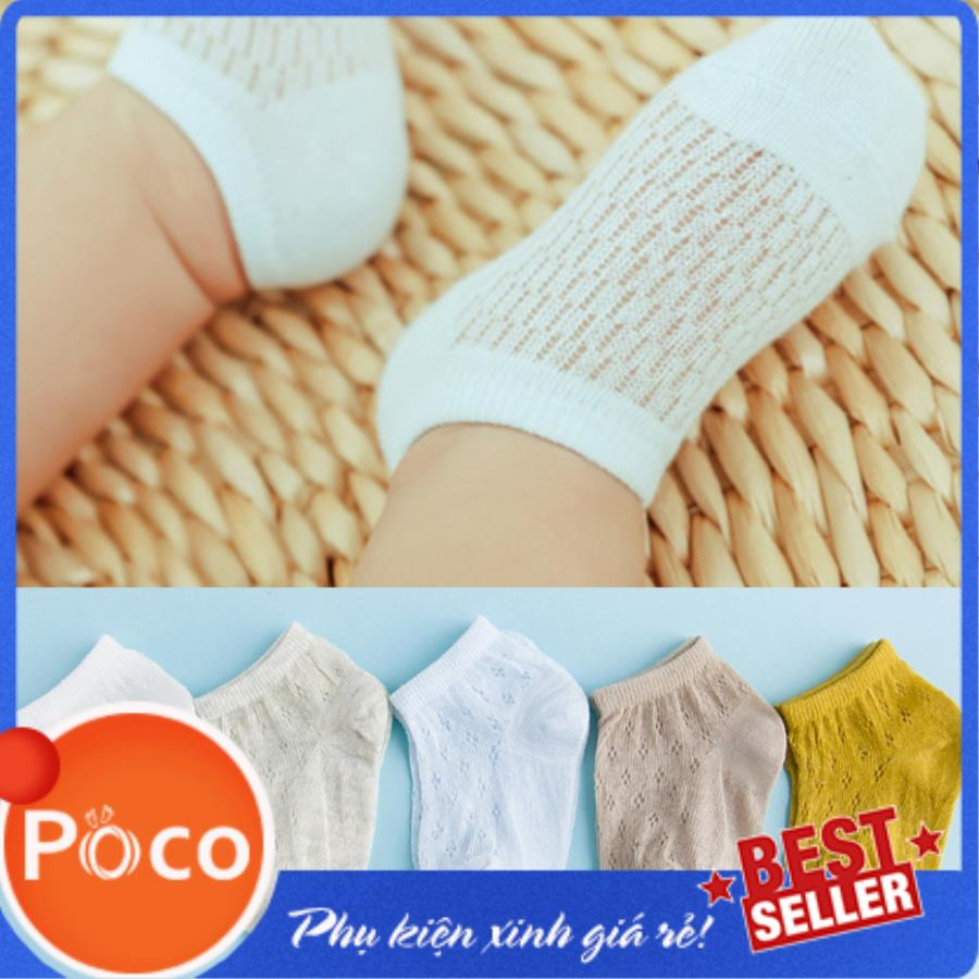 Combo 5 đôi nhiều màu cho bé trai, bé gái, tất trẻ em từ 0-3 tuổi, thiết kế lưới thoáng khí cho bé