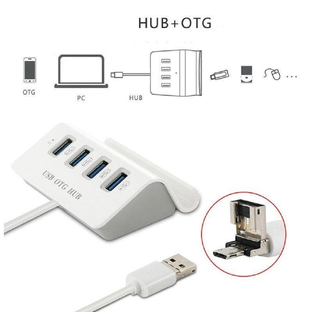 Bộ Chia 4 Cổng USB OTG HUB HUB USB OTG CAO CẤP - THIẾT BỊ KẾT NỐI ĐIỆN THOẠI VỚI...