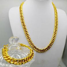 Siêu Khuyến Mãi – Combo bộ trang sức dây chuyền nam +Lắc tay nam 9 cây mạ vàng 24k cực Cool Ngầu Cho Dân chơi