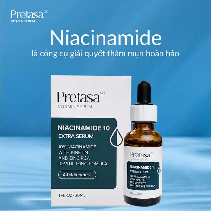 Serum Pretasa Niacinamide 10% Extra Serum giảm quầng thâm, nám, tàn nhang, đều màu da