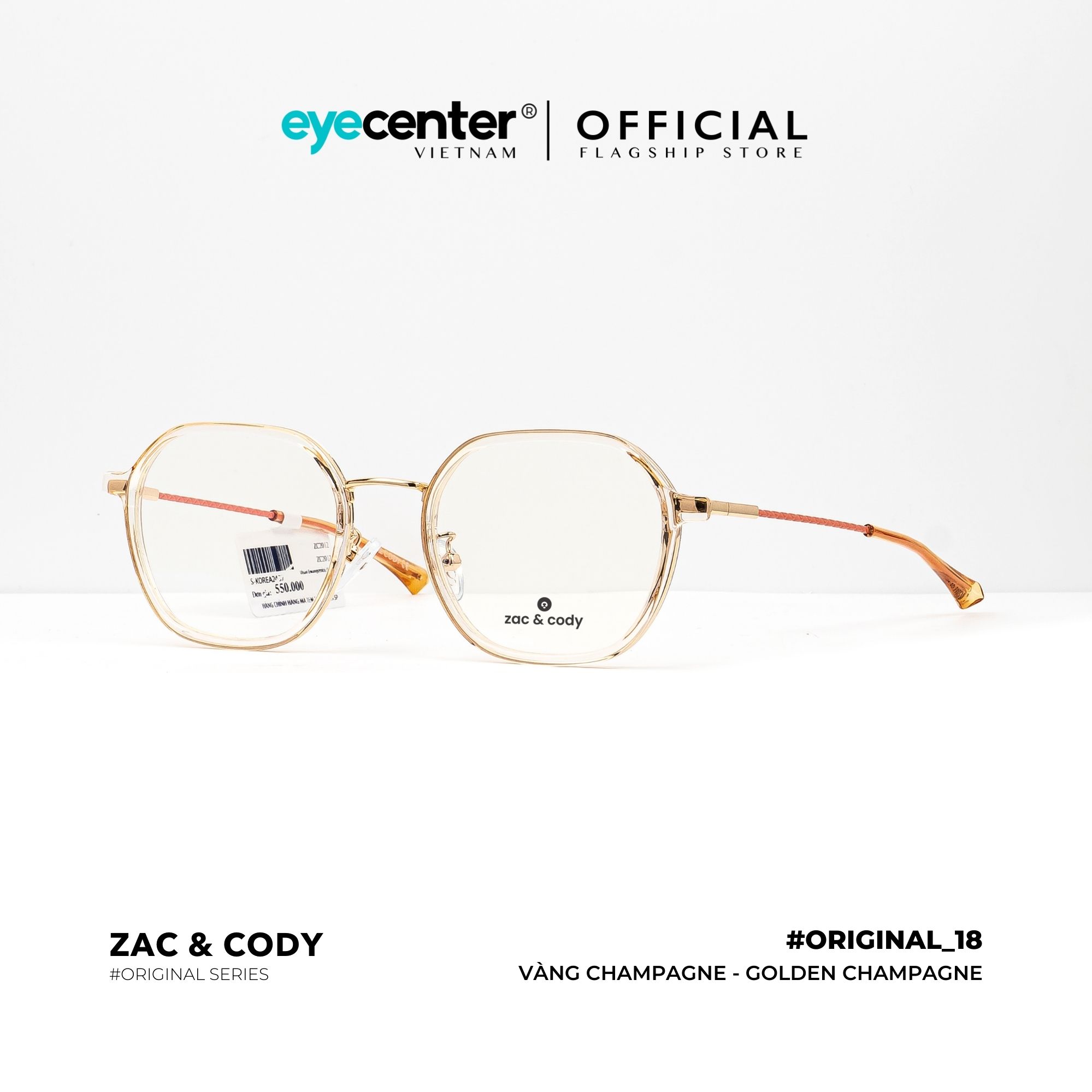 Gọng kính cận nam nữ chính hãng ZAC & CODY B18 kim loại chống gỉ cao cấp nhập khẩu by...