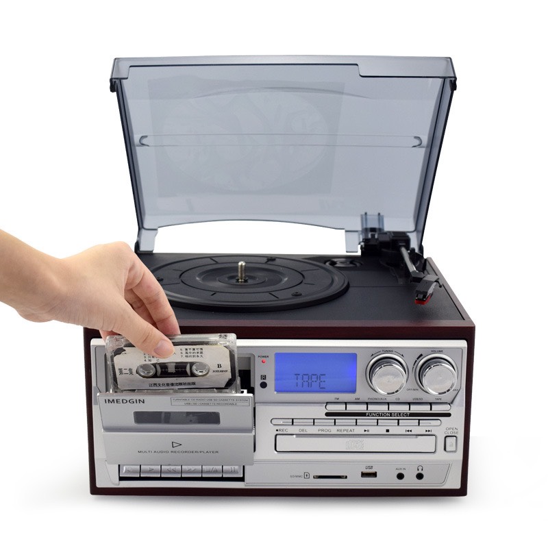 Đầu đĩa than phono vinyl đa chức năng có CD, Băng tape, Bluetooth, FM AM, Đĩa Than, Có Loa Điều...