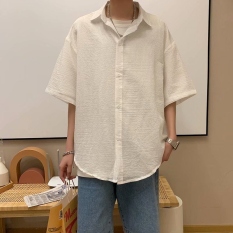 Bộ vest Nhật Bản sọc thêu áo sơ mi nam trong suốt mùa hè giản dị phong cách văn học trẻ trung phong cách Hàn Quốc 【Wjj】DSFERTRETYEWW