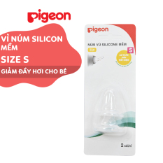 Núm vú cổ hẹp silicone mềm Pigeon S (2 cái/vỉ)