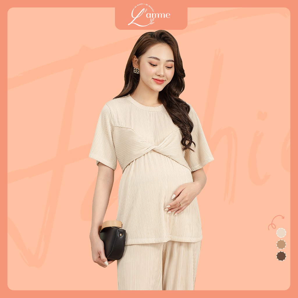 Áo bầu Cara Top chất liệu lụa cao cấp dập ly, dáng suông, mềm mại, sang trọng thiết kế bởi...