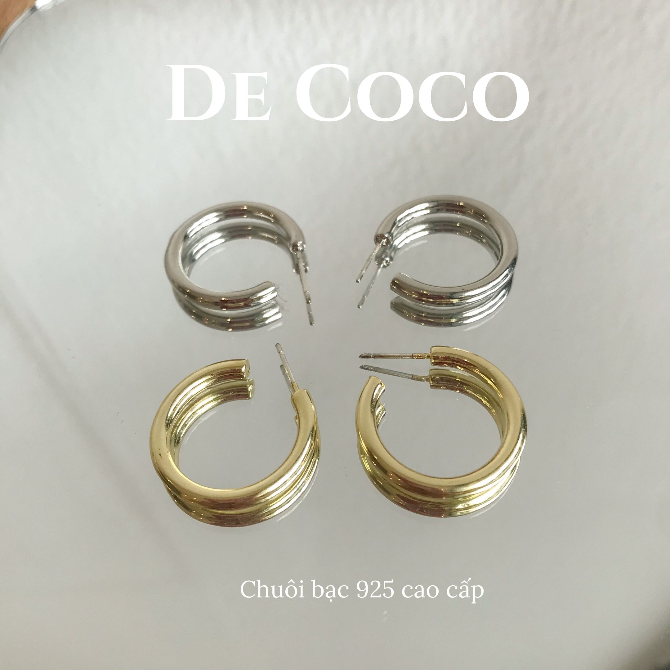 Khuyên tai bạc nữ hình vòng khuyết Ciara De Coco Decoco