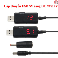 Cáp chuyển đổi USB 5V sang DC 9V hoặc 12V 10W Dùng cho moderm , router wifi có Led hiển thị điện áp