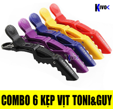 BỘ 6 Kẹp Tóc Vịt Toni&Guy – Giúp Cố Định Tóc / Tóc Mái Cho Bé Nam Nữ Salon – Nhựa Đen Miệng Cá Sấu Có Lò Xo Thép Không Gỉ – Kivo